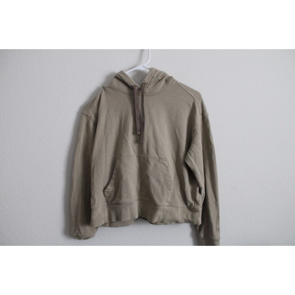 Everlane women's size small green tan hoodie organic cotton